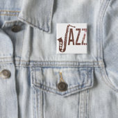 Badge Carré 5 Cm Jazz Typographie Sax (En situation)