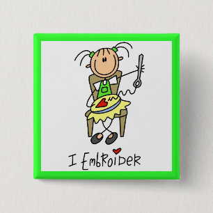 Badge Carré 5 Cm Je Brode le Personnage Bâton