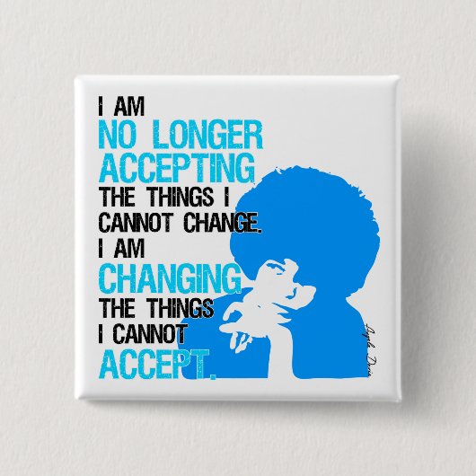 Badge Carré 5 Cm Je change des choses ajuste le bouton (Devant)