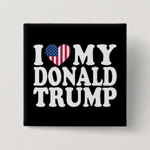 Badge Carré 5 Cm Je Coeur Mon Donald Trump Pour Le Président 2024