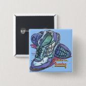 Badge Carré 5 Cm Je courrais plutôt - des baskets (Devant & derrière)