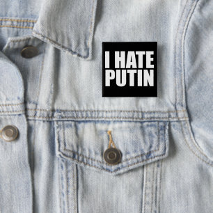 Badge Carré 5 Cm Je déteste Poutine