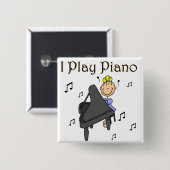 Badge Carré 5 Cm Je joue le bouton de piano (Devant & derrière)