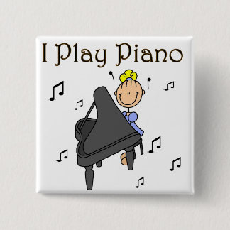 Badge Carré 5 Cm Je joue le bouton de piano