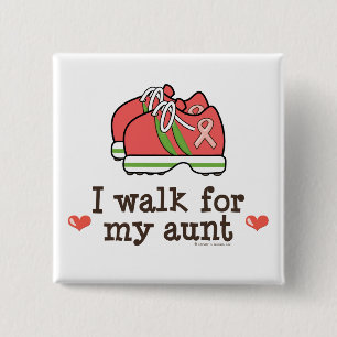 Badge Carré 5 Cm Je Marche Pour Ma Tante Cancer Du Sein Bouton Marc