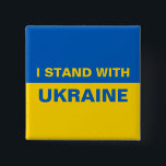 Badge Carré 5 Cm Je me tiens avec le drapeau ukrainien de l'Ukraine<br><div class="desc">Je me tiens avec le drapeau ukrainien de l'Ukraine</div>