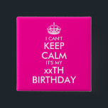 Badge Carré 5 Cm Je ne peux pas garder les boutons calmes de<br><div class="desc">Le rose au néon je ne peux pas garder le bouton calme de goupille d'insigne d'anniversaire pour des femmes et des filles d'ado. Créez votre propre drôle gardent le calme et continuent la parodie pour des célébrations de fête d'anniversaire. Modèle vintage de typographie avec la couronne. Couleur personnalisable d'arrière -...</div>