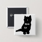 Badge Carré 5 Cm Je parle le chat (Devant & derrière)