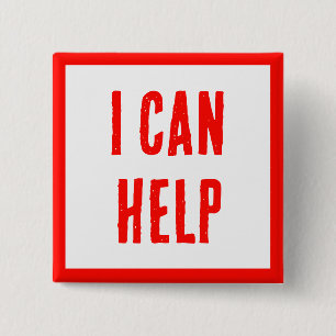 Badge Carré 5 Cm JE PEUX AIDER ! Boutons pour bénévoles, entreprise