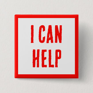 Badge Carré 5 Cm JE PEUX AIDER ! Boutons pour bénévoles, entreprise