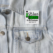 Badge Carré 5 Cm Je Porte Du Ruban Vert (Rétro) - Petite-fille (En situation)