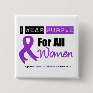 Badge Carré 5 Cm Je porte la violence familiale pourpre de femmes