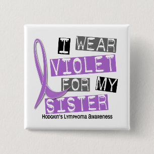 Badge Carré 5 Cm Je porte la violette pour ma lymphogranulomatose
