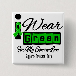 Badge Carré 5 Cm Je porte le beau-fils vert de ruban (rétro) -