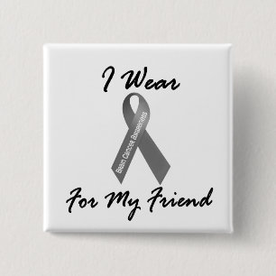 Badge Carré 5 Cm Je porte le gris pour mon cancer du cerveau de