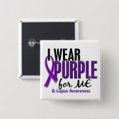 Badge Carré 5 Cm Je porte le pourpre pour MOI 10 lupus (Devant & derrière)