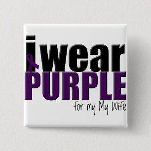 Badge Carré 5 Cm Je porte le pourpre pour soutenir mon épouse