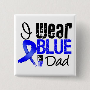 Badge Carré 5 Cm Je porte le ruban bleu pour mon papa - cancer du
