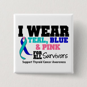 Badge Carré 5 Cm Je porte le ruban de cancer de la thyroïde pour
