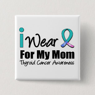 Badge Carré 5 Cm Je Porte le Ruban du Cancer de la Thyroïde Pour Ma