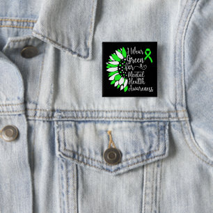 Badge Carré 5 Cm Je Porte Le Vert Pour Le Cool De Sensibilisation À