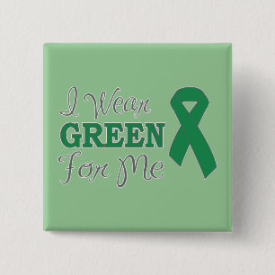 Badge Carré 5 Cm Je porte le vert pour moi (le ruban vert de