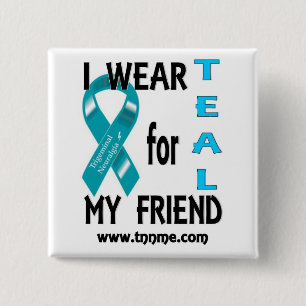 Badge Carré 5 Cm Je porte TEAL pour mon bouton d'ami