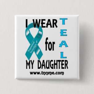 Badge Carré 5 Cm Je porte TEAL pour mon bouton de fille