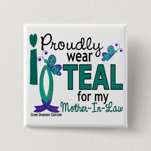 Badge Carré 5 Cm Je porte Teal pour mon Cancer ovarien de la