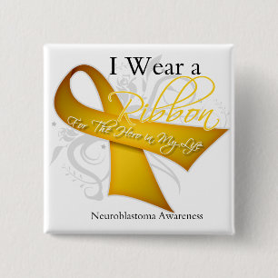 Badge Carré 5 Cm Je porte un ruban pour mon héros - neuroblastome