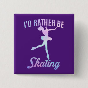 Badge Carré 5 Cm Je préférerais patiner