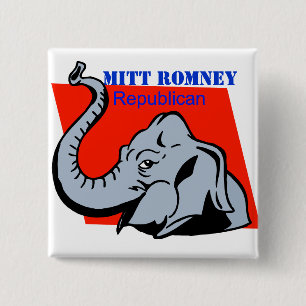 BADGE CARRÉ 5 CM JE SOUTIENS LE BOUTON POLITIQUE DE MITT ROMNEY