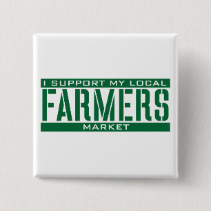 Badge Carré 5 Cm Je soutiens mon marché local d'agriculteurs
