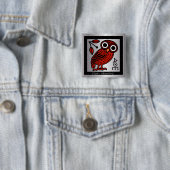 Badge Carré 5 Cm "Je suis athénien" Owl Tetradrachm Coin (En situation)