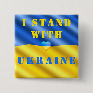 Badge Carré 5 Cm Je Suis Avec Le Bouton Ukraine Soutien Liberté