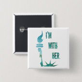 Badge Carré 5 Cm Je suis avec sa Madame Liberty Protest Button (Devant & derrière)