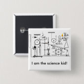 Badge Carré 5 Cm Je suis l'enfant de la science ! (Devant & derrière)