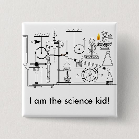 Badge Carré 5 Cm Je suis l'enfant de la science ! (Devant)