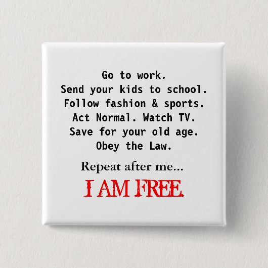 BADGE CARRÉ 5 CM JE SUIS LIBRE (Devant)
