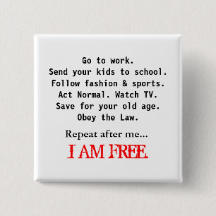 BADGE CARRÉ 5 CM JE SUIS LIBRE