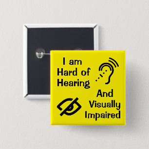 Badge Carré 5 Cm Je suis PoC et visuellement handicapé