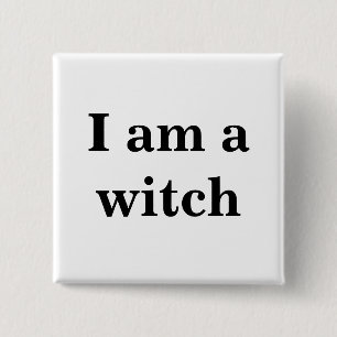 Badge Carré 5 Cm Je suis un bouton de sorcière