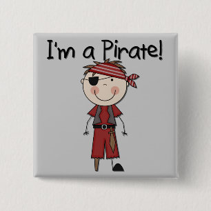 Badge Carré 5 Cm Je suis un Pirate - Tshirts et Cadeaux pour Garçon