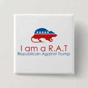 Badge Carré 5 Cm Je suis un R.A.T : Républicain contre Trump