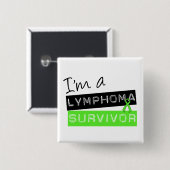 Badge Carré 5 Cm Je suis un survivant de Lymphome (Devant & derrière)