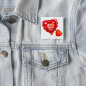 Badge Carré 5 Cm Je t'aime bouton 2 (En situation)