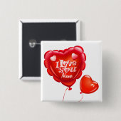 Badge Carré 5 Cm Je t'aime bouton 2 (Devant & derrière)