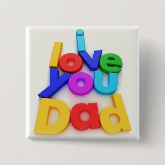 Badge Carré 5 Cm Je t'aime bouton de papa