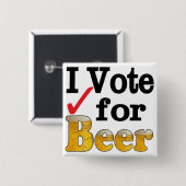 Badge Carré 5 Cm Je vote pour la bière (Devant & derrière)