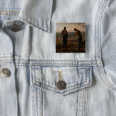 Badge Carré 5 Cm Jean-François Millet - L'Angelus (En situation)